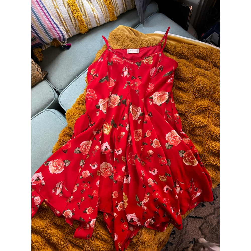 Women's Altar’d State Red Floral Dress M - Picture 4 of 7